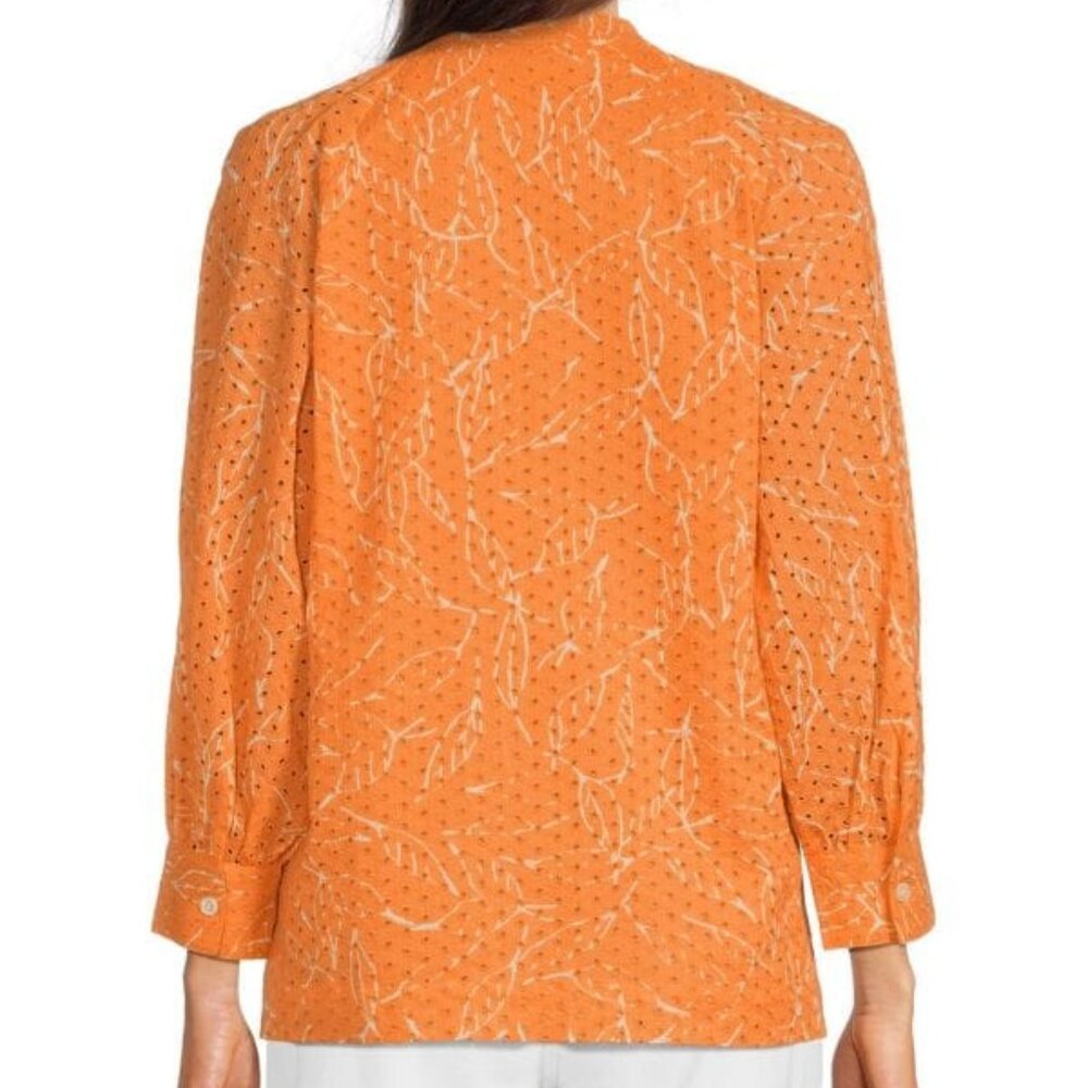 JOIE Perci Leaf Print Eyelet Top - Picture 3 of 3